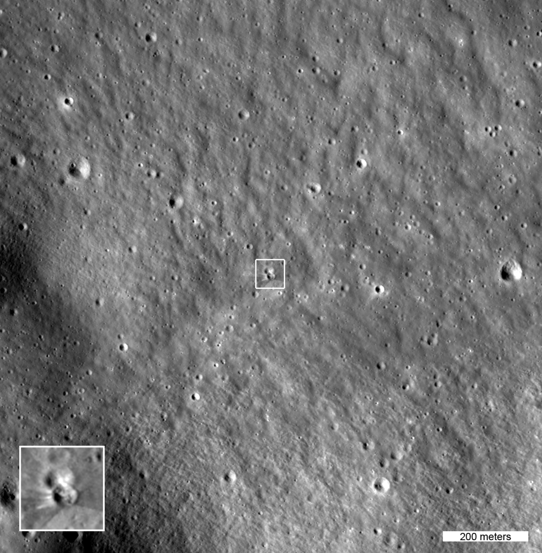 LROC NAC image centered on the new Falcon 9 crater