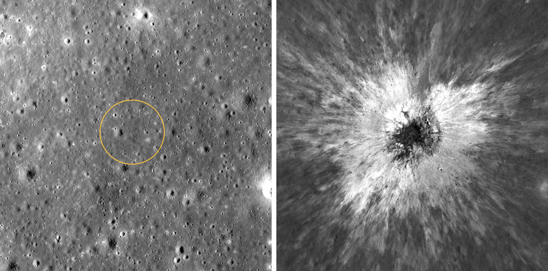 Before after NAC images of the impact site